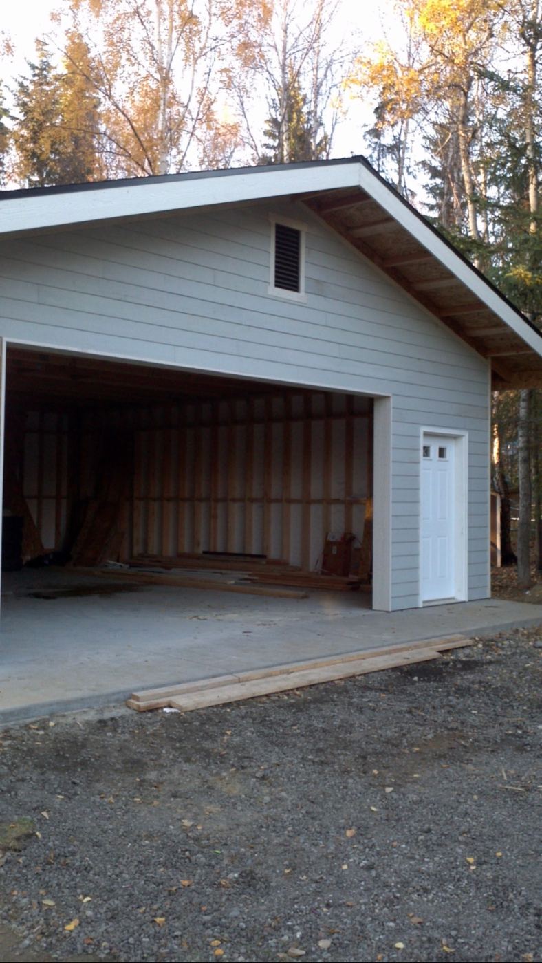 Finished detached two-car garage