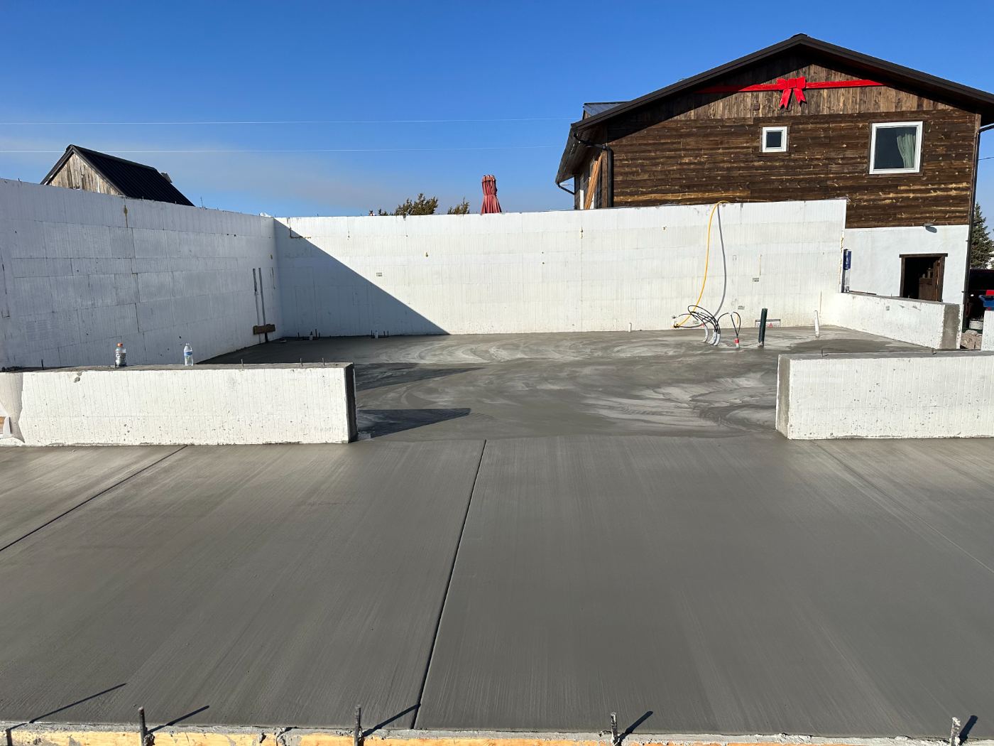 Fox Block ICF basement walls with fresh slab pour