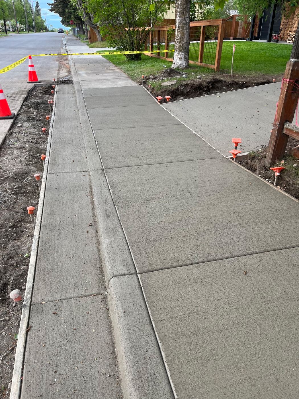 Poured concrete sidewalk